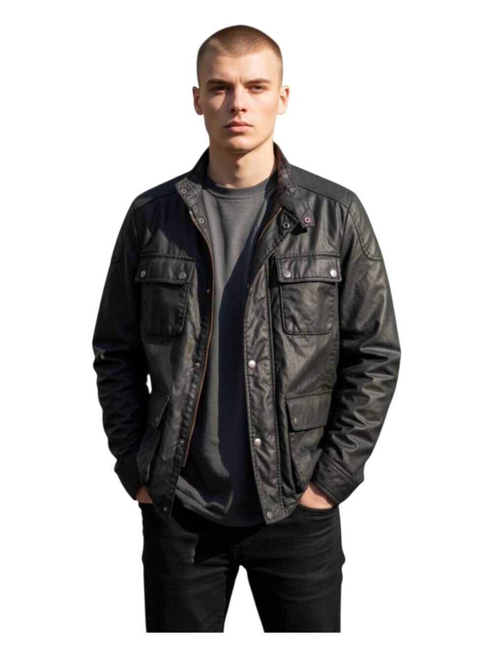 J Crew Mens Black Thinsulate Lined Hayes Waxed Canvas Cargo Field Coat XS